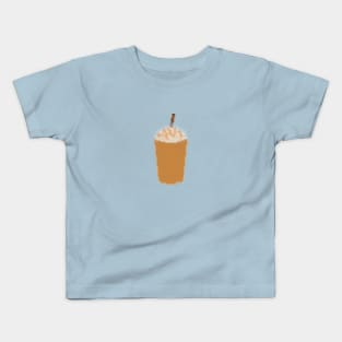 Iced frappe coffee with caramel pixel art Kids T-Shirt